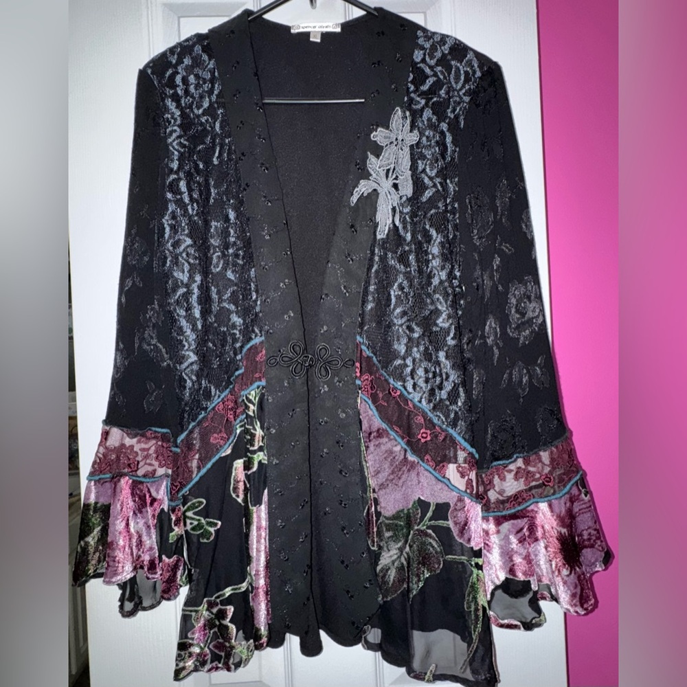 Floral Embroidered Kimono Cardigan